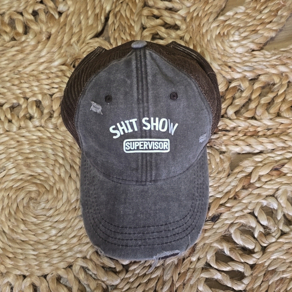 NWOT Women's Sized Supervisor Distressed Brown Hat